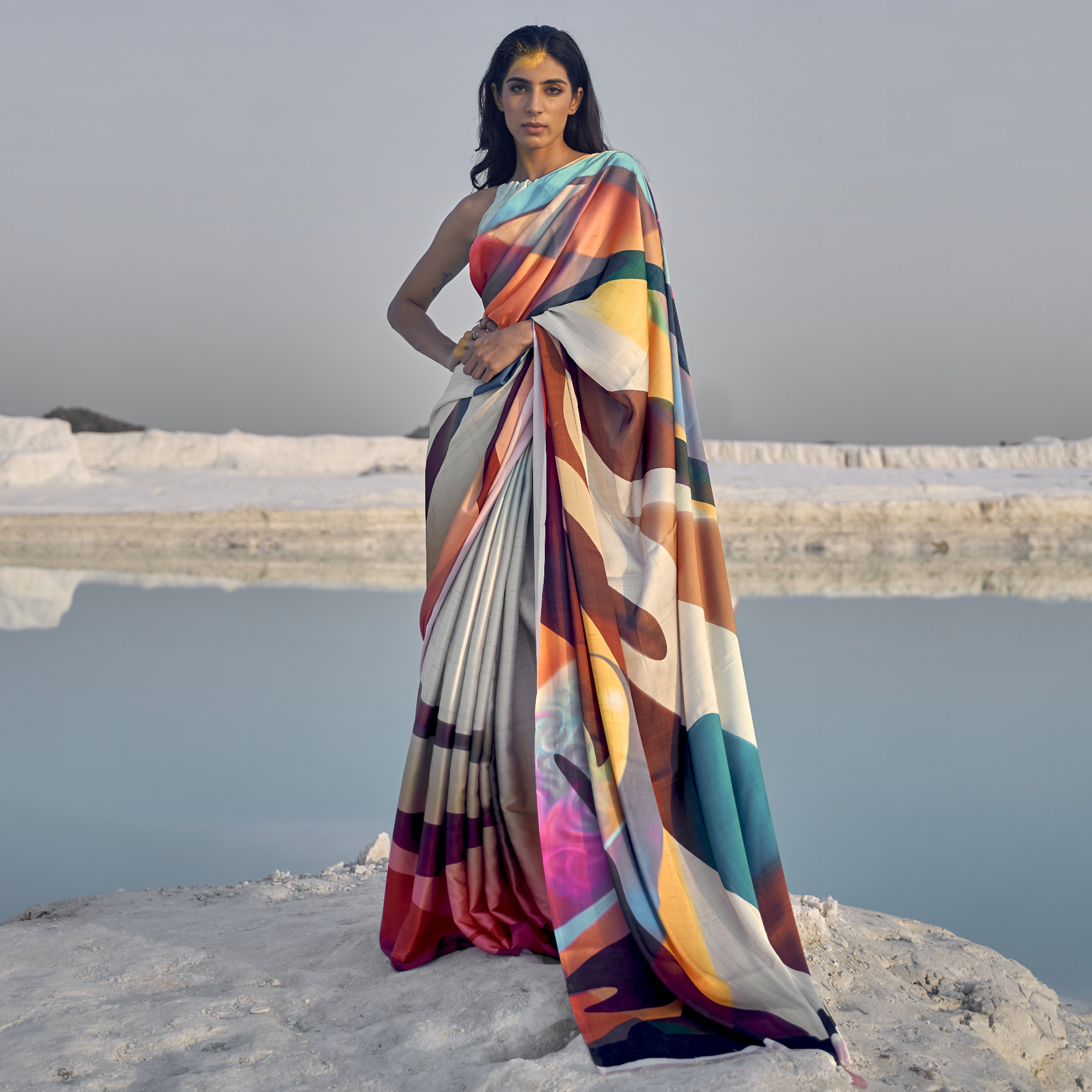 Shop Floral Print Light Grey Color Satin Silk Saree Work Wear Online at  Best Price