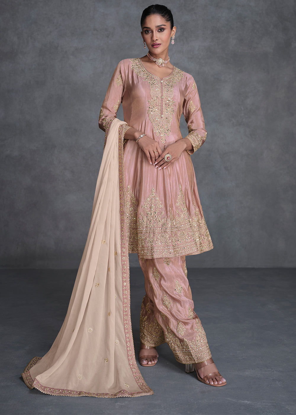 Light Pink Embroidered Salwar Suit