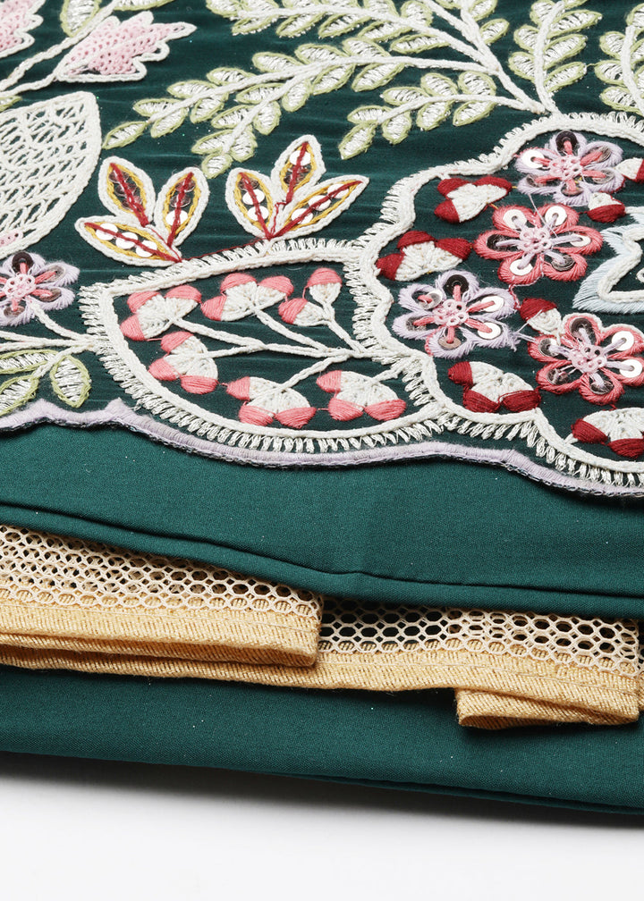 Sacramento Green Georgette Lehenga Choli with Sequins & Thread Embroidery work