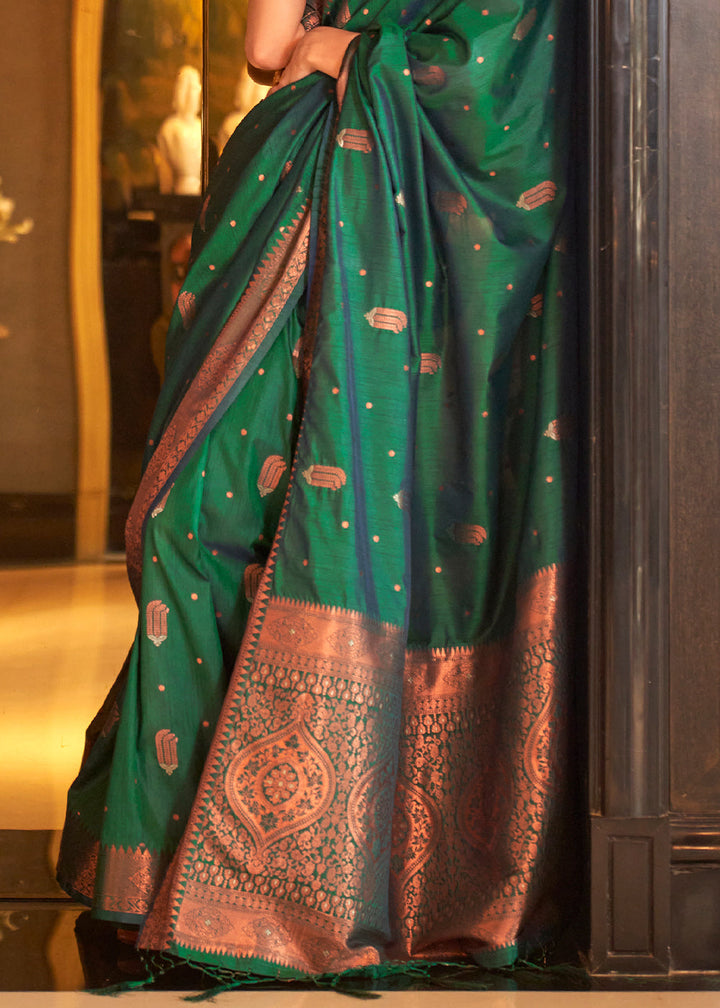 Viridian Green  Zari Woven Banarasi Silk Saree