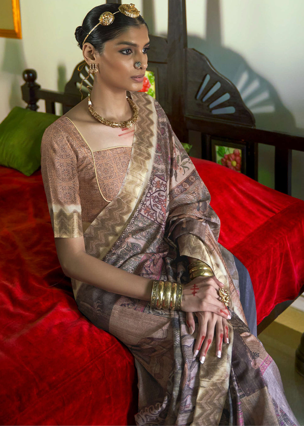 Multi Colored Designer Printed Silk Saree