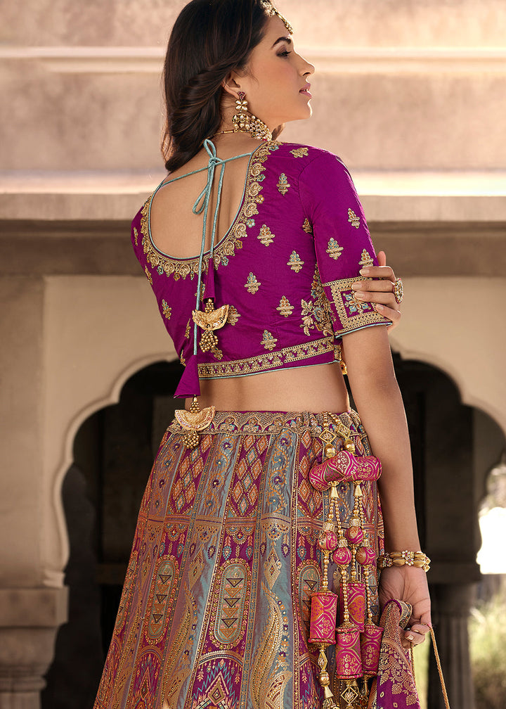 Shades Of Purple Heavy Embroidery Banarasi Silk lehenga Choli