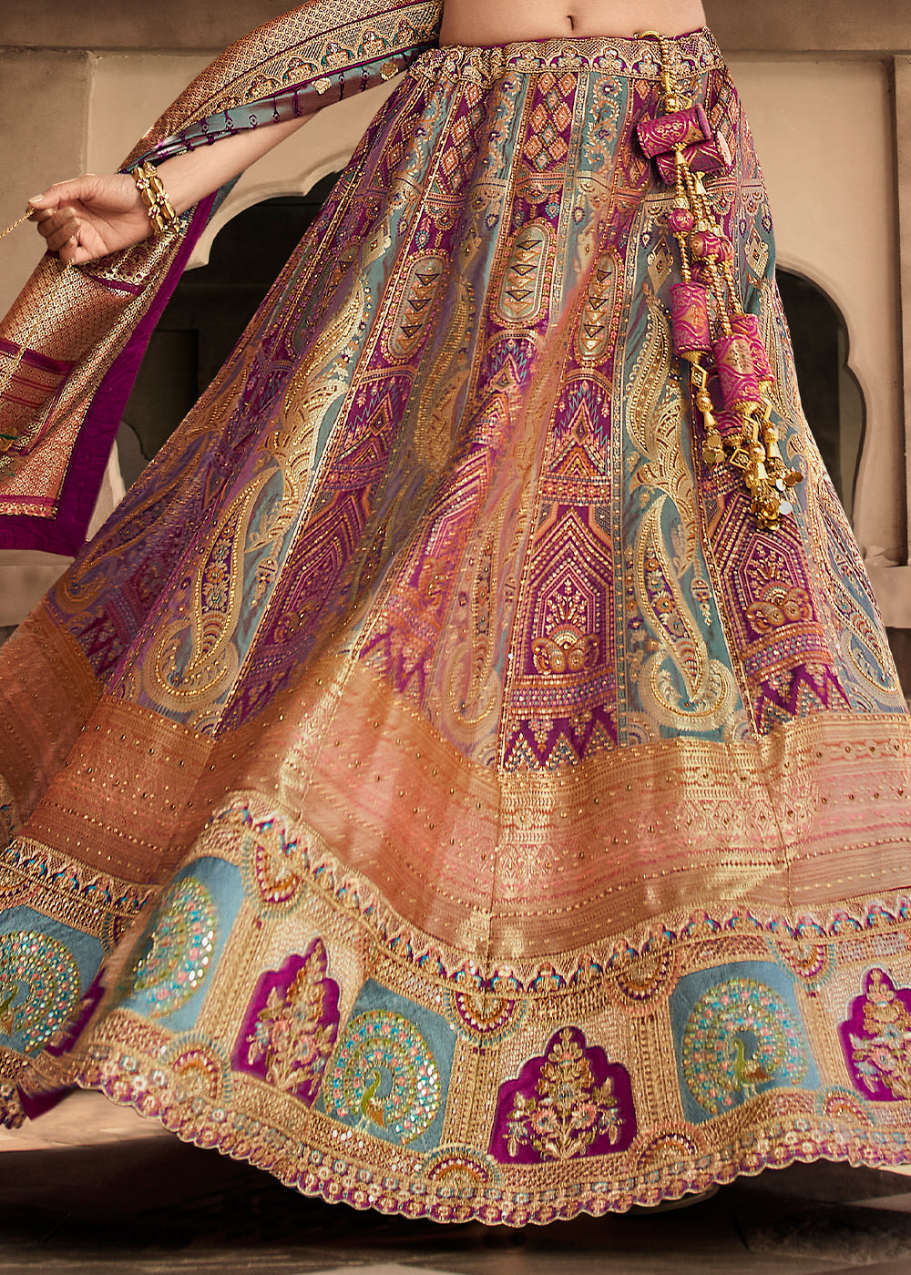 Shades Of Purple Heavy Embroidery Banarasi Silk lehenga Choli