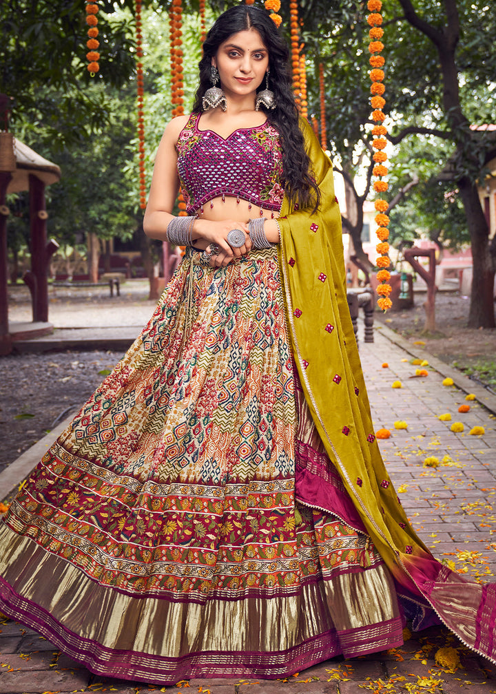 Multi Coloured Ready to Wear Designer Silk Lehenga Choli