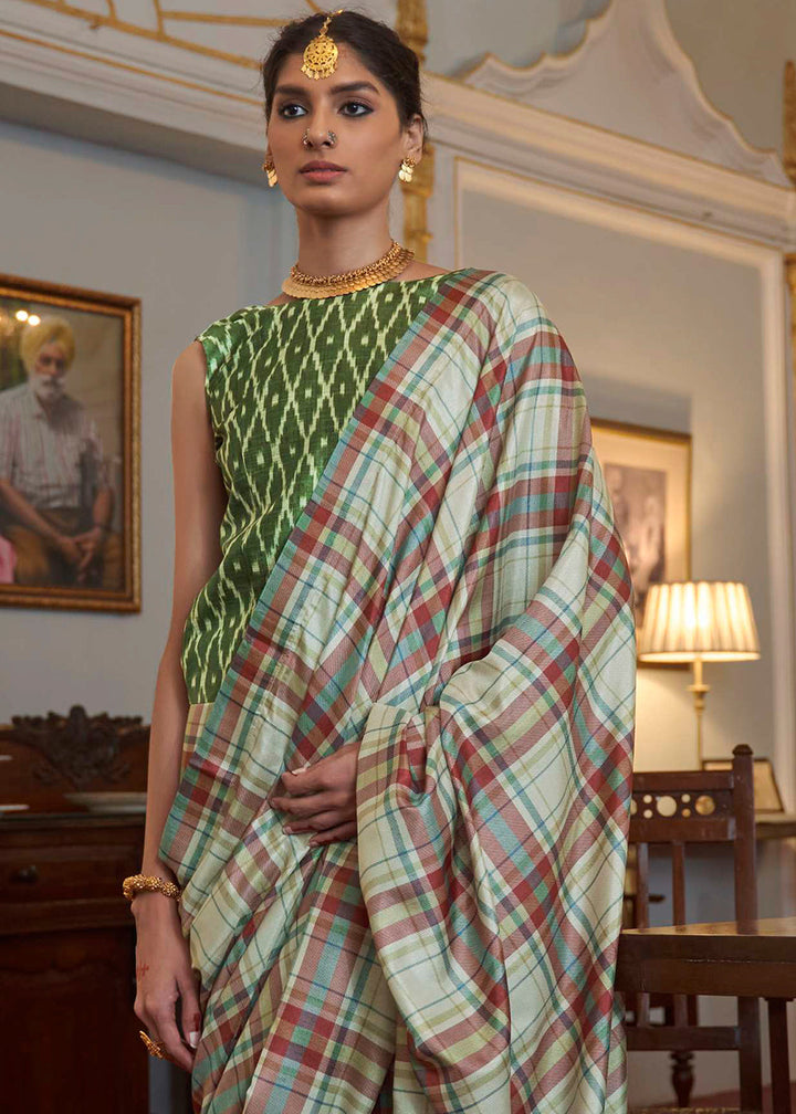 Shades Of Green Printed Silk Saree