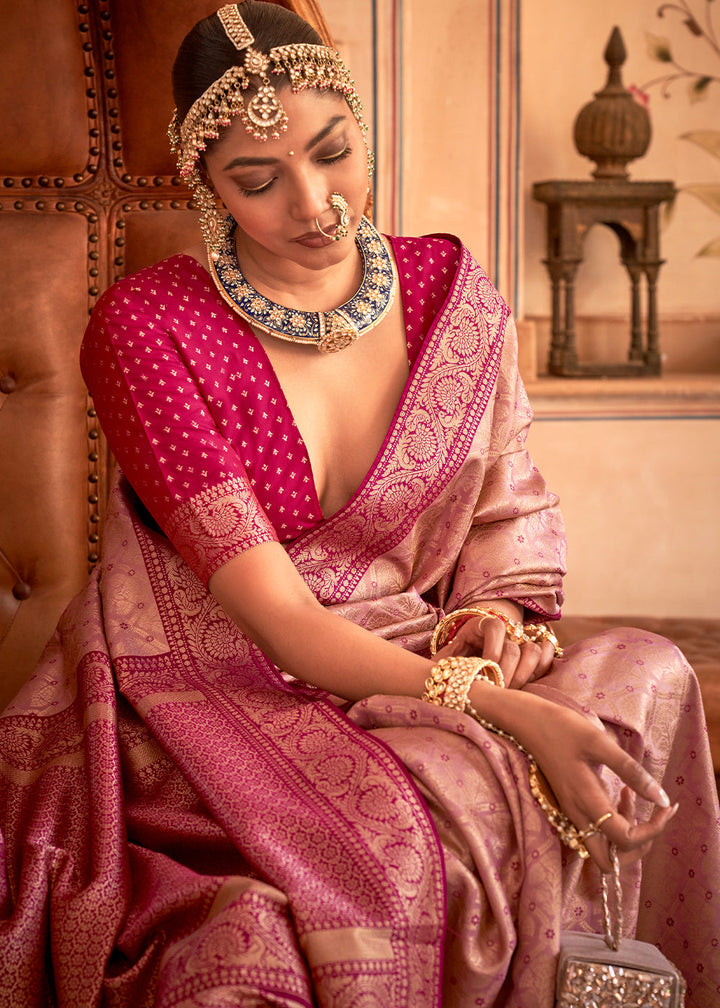 Shades Of Purple Zari Woven Banarasi Silk Saree