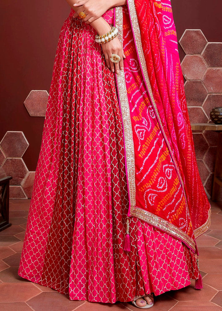 Magenta Pink Chinon Silk Lehenga Choli with Sequins & Mirror work