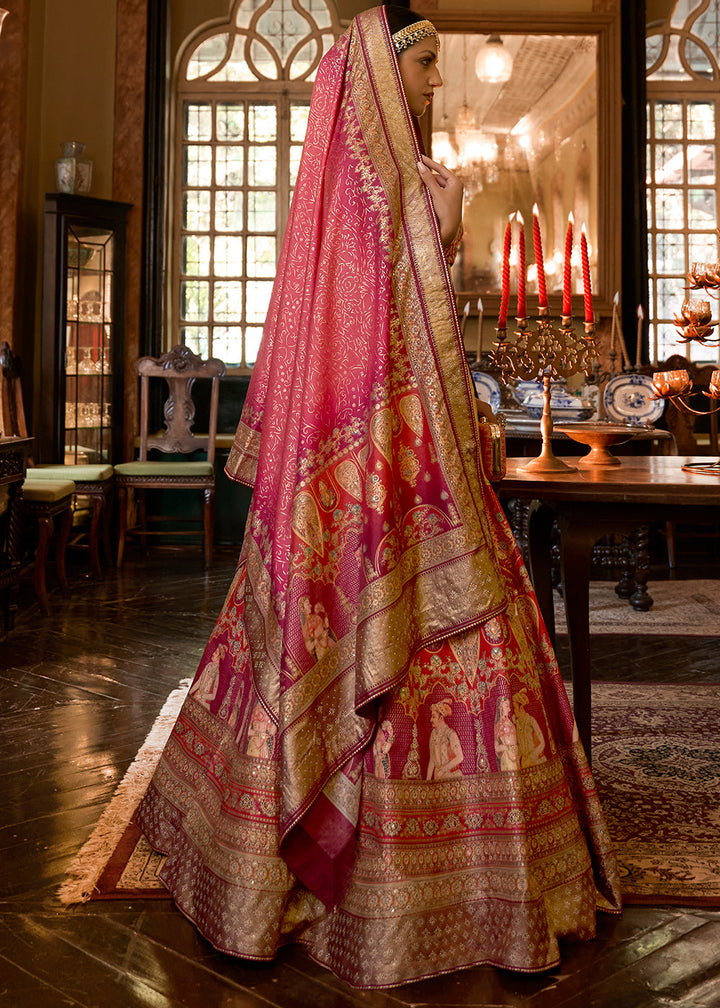 Pink & Golden Ready to Wear Designer Silk Lehenga Choli with Sparkle & Mirror work