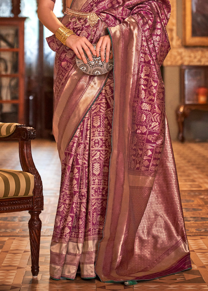 Thistle Purple Zari Woven Banarasi Silk Saree