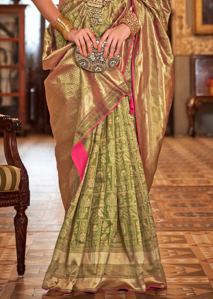 Light Green Zari Woven Banarasi Silk Saree