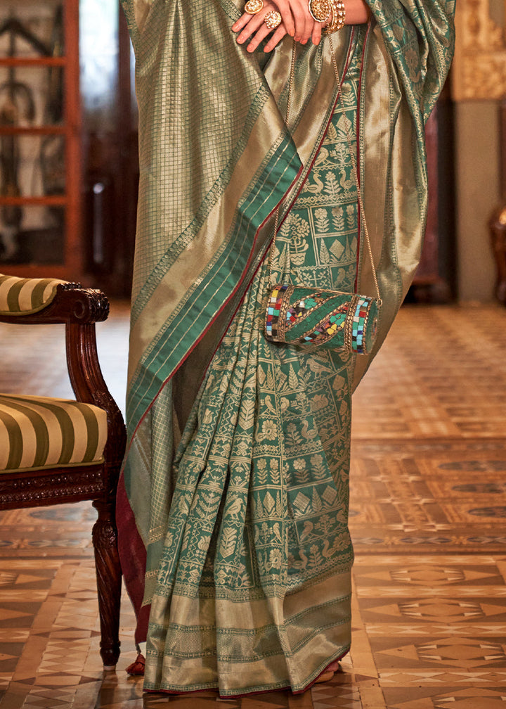 Dynasty Green Zari Woven Banarasi Silk Saree