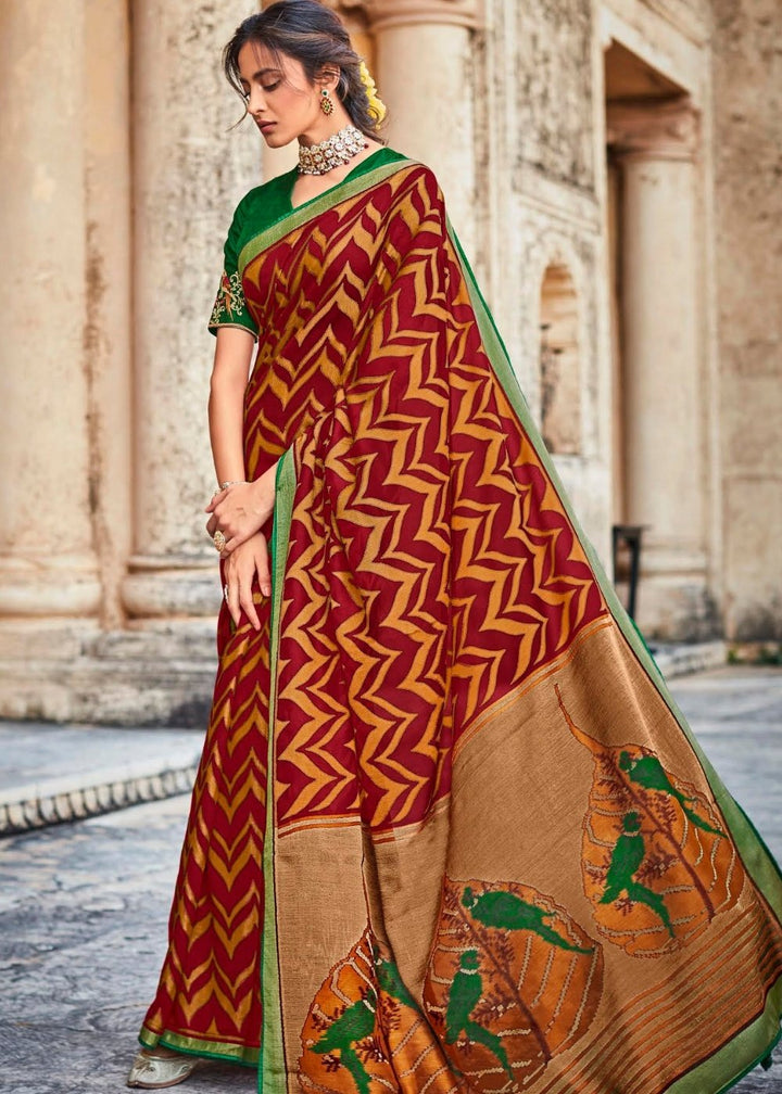 Maroon Red Soft Silk Saree with Embroidered Blouse