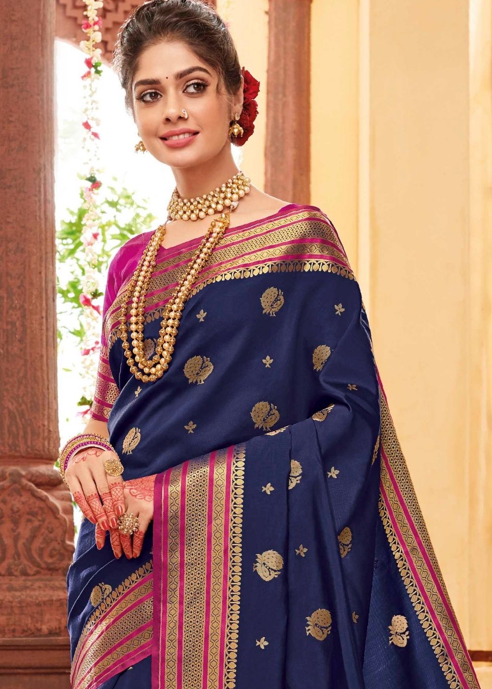 Indigo Blue Woven Paithani Silk Saree : Top Pick – Ethnos