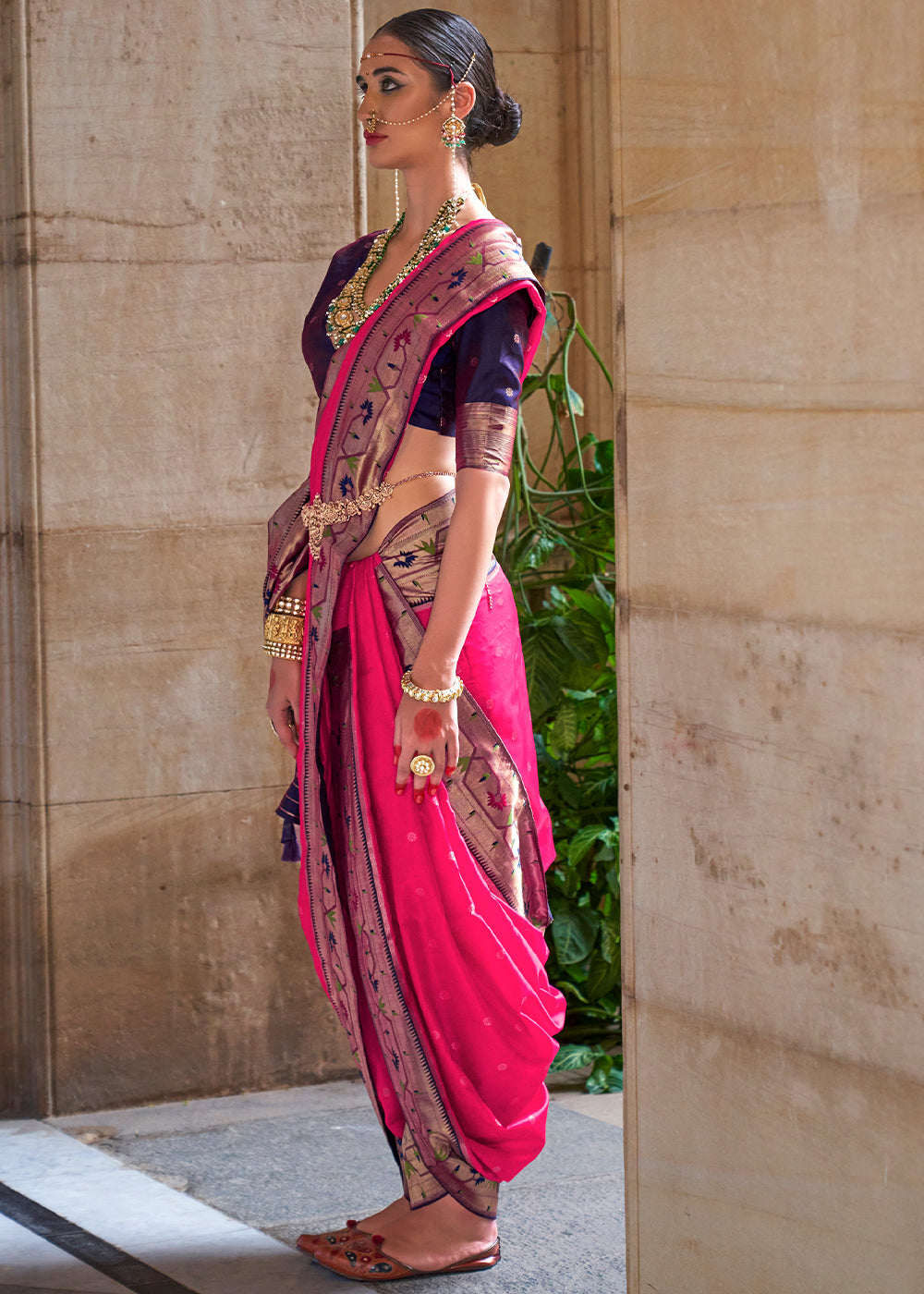 Deep Pink Paithani Silk Saree