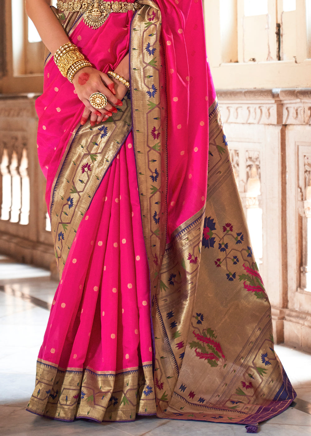 Deep Pink Paithani Silk Saree