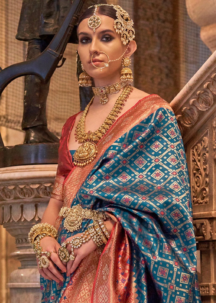 Cobalt Blue Banarasi Jacquard Silk Saree with Swarvoski work