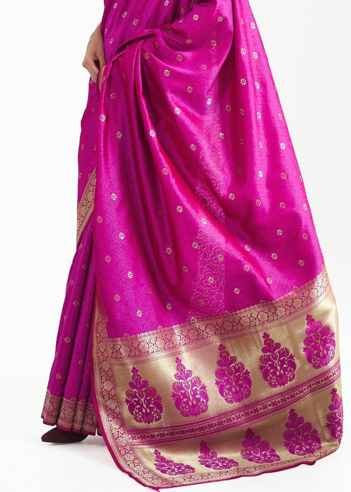 Spicy Pink Woven Kanjivaram Silk Saree