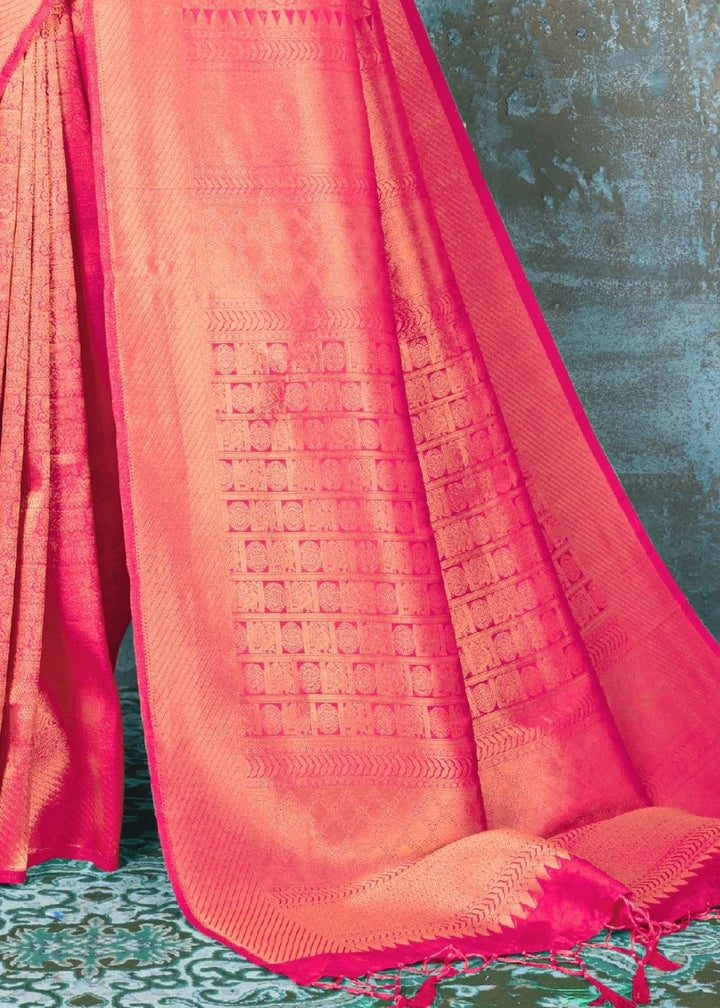 Fuscia Pink Handloom Weave Kanjivaram Silk Saree : Special Wedding Edition