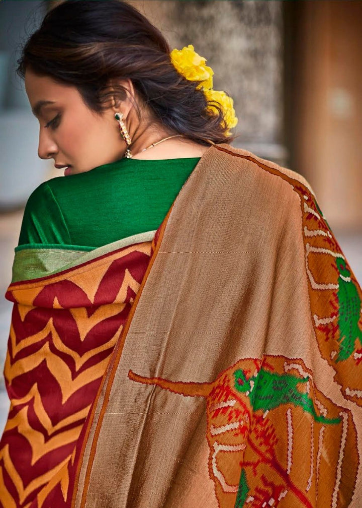 Maroon Red Soft Silk Saree with Embroidered Blouse