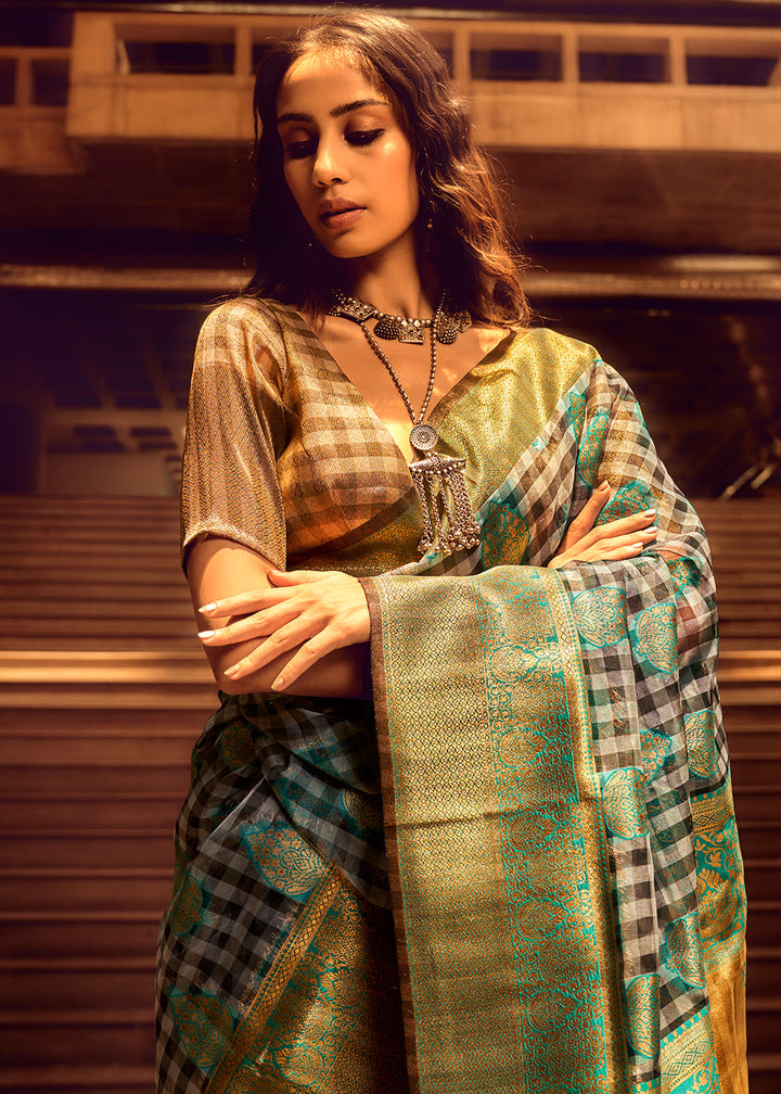 Cool Green Zari Woven Banarasi Silk Saree
