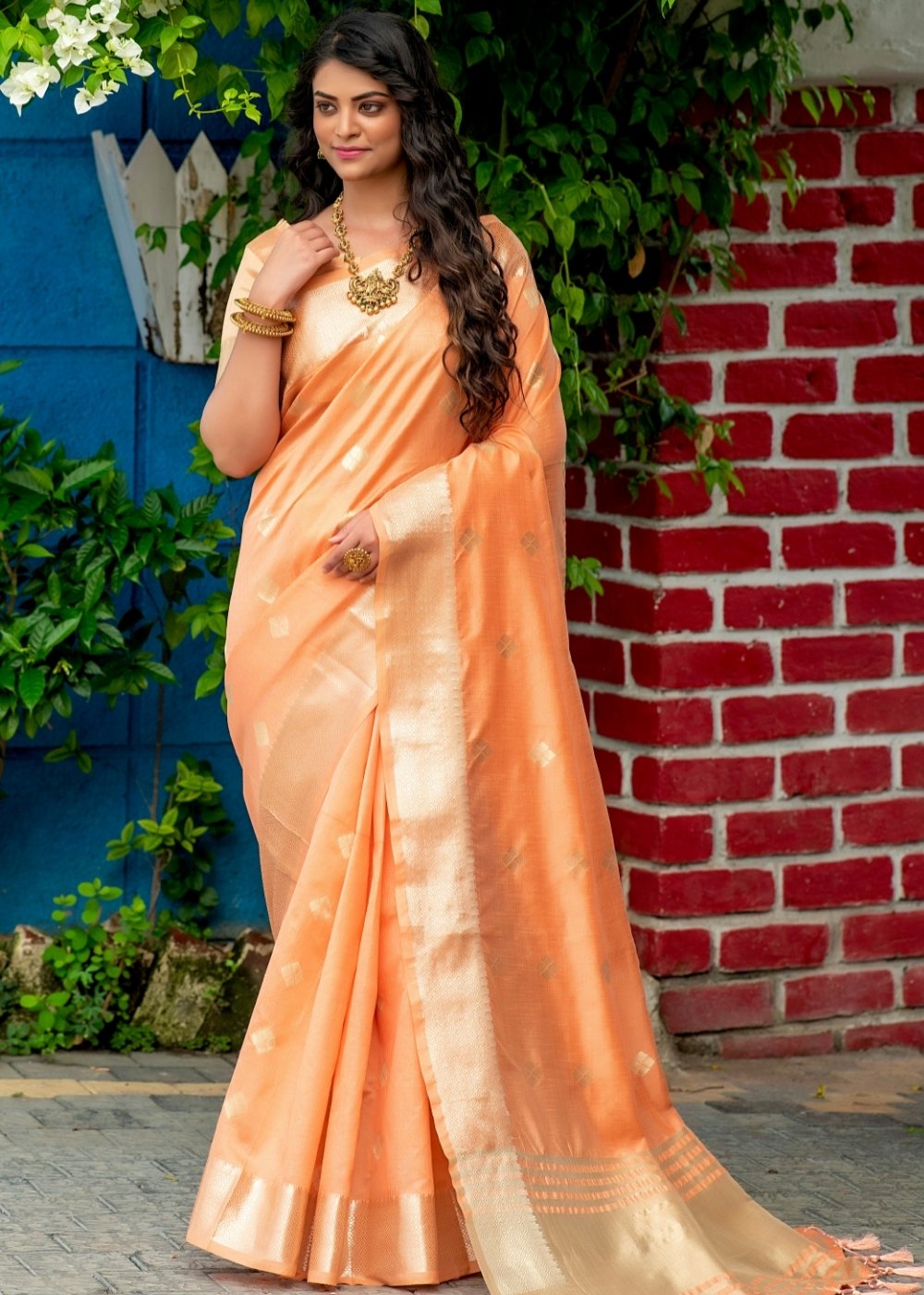 Royal Orange Zari Woven Assam Silk Saree