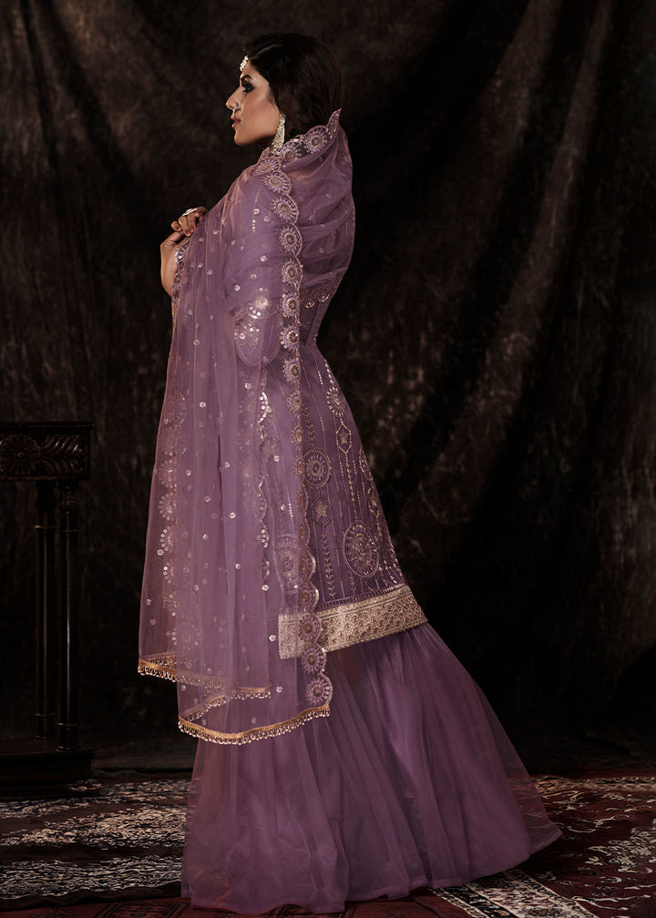 Royal Purple Designer Soft Net Sharara Suit with Sequin work