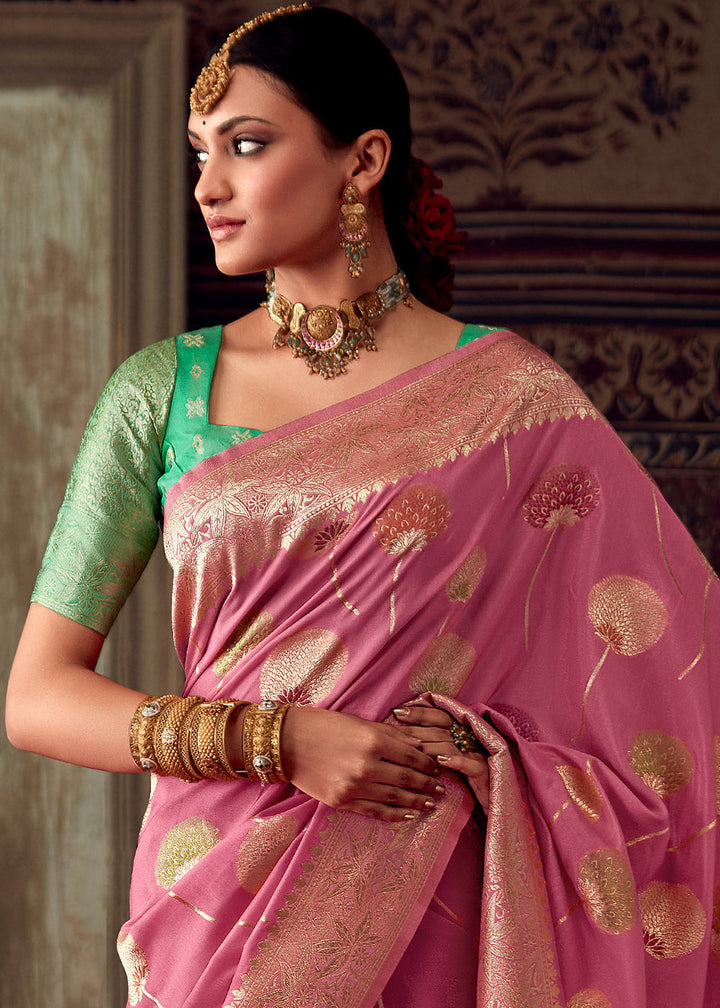 Ultra Pink Meenakari Weaving Dola Silk Saree