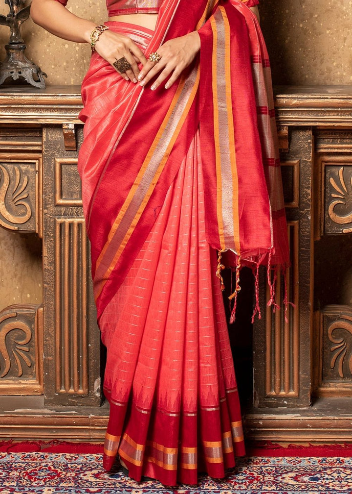 Desire Red Zari Woven Banarasi Raw Silk Saree