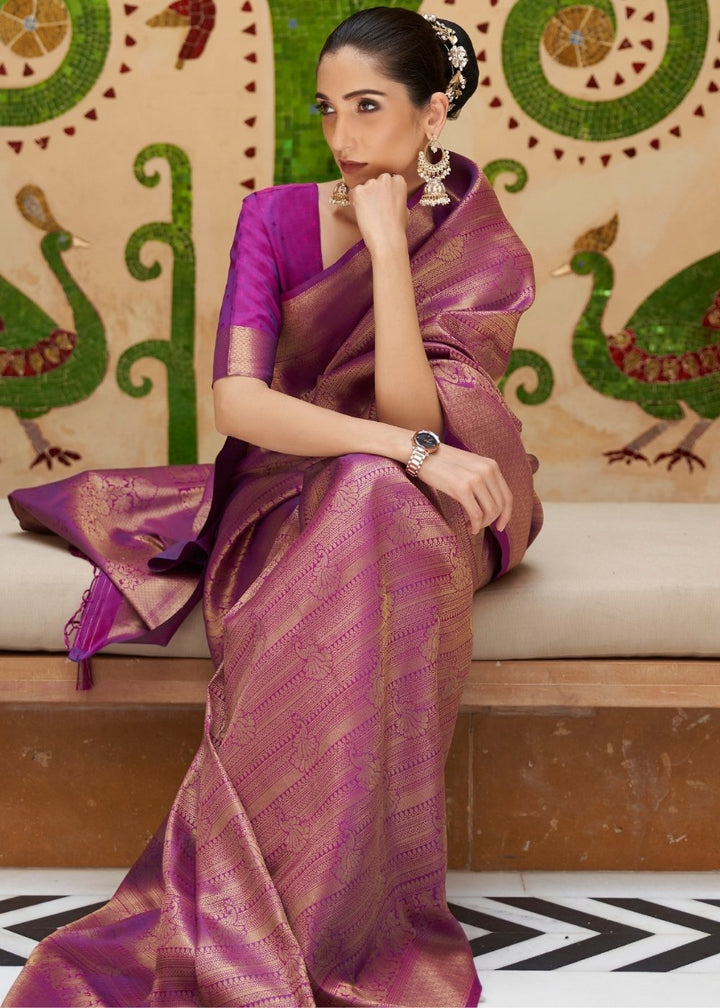 Lollipop Purple Zari Woven Kanjivaram Silk Saree