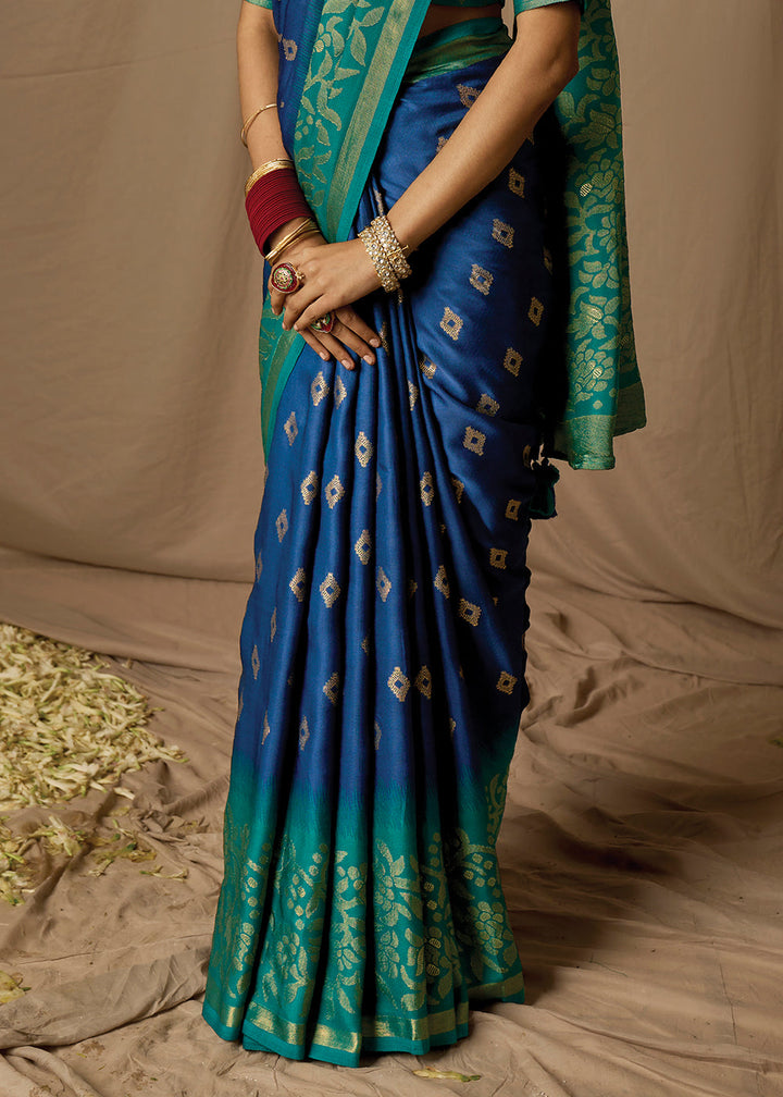 Shades Of Blue Woven Soft Silk Saree