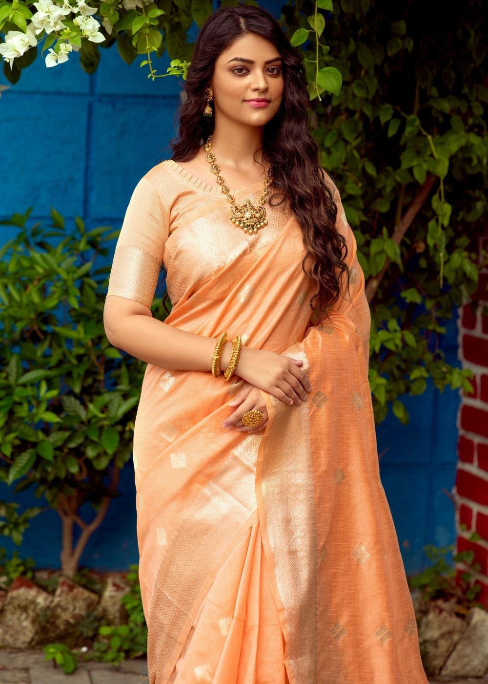Royal Orange Zari Woven Assam Silk Saree