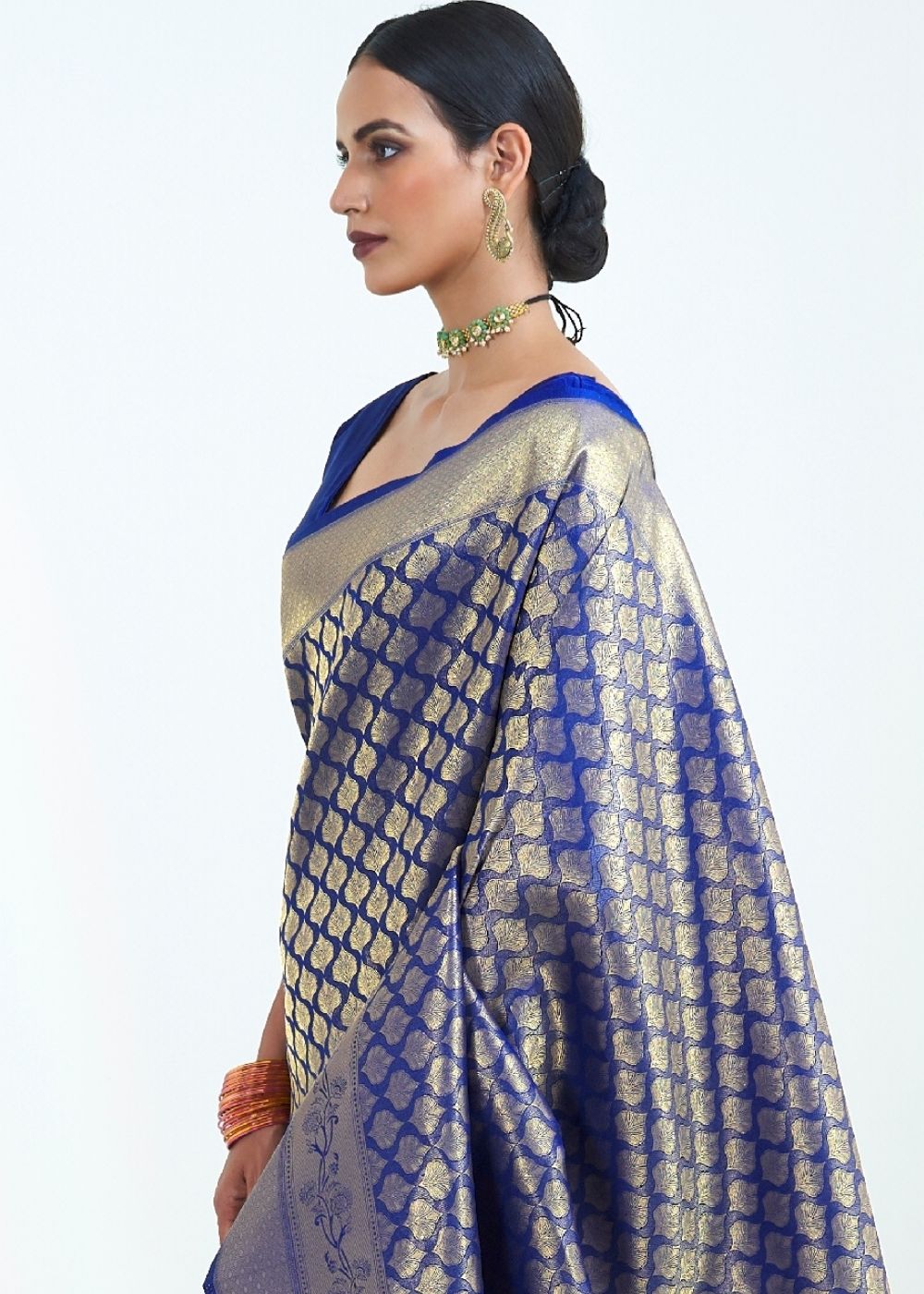 Denim Blue Woven Kanjivaram Silk Saree : Limited Edition