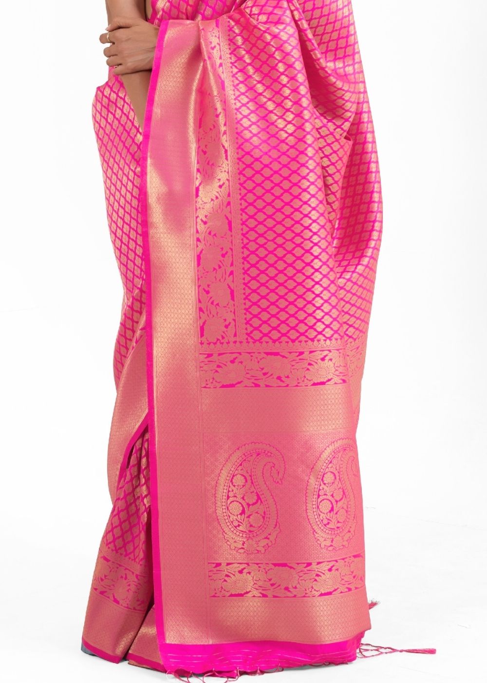 Hot Pink Kanjivaram Soft Woven Silk Saree