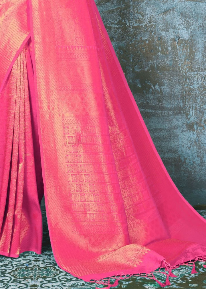 Hot Pink Handloom Weave Kanjivaram Silk Saree : Special Wedding Edition
