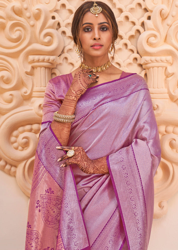 Orchid Purple Woven Designer Silk Saree