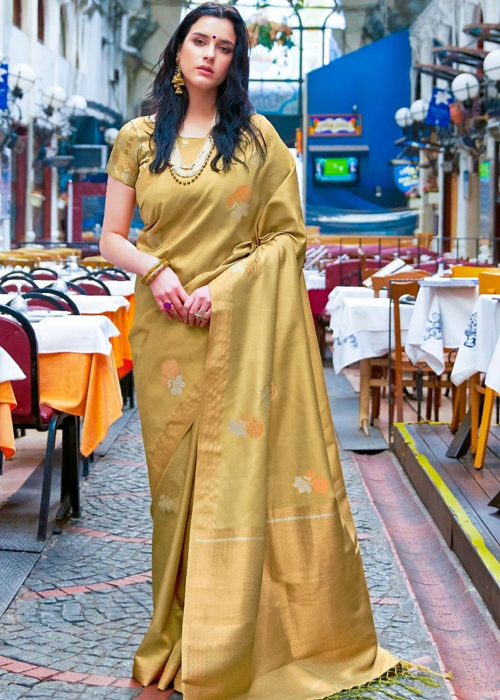Dijon Yellow Designer Wear Woven Banarasi Silk Saree