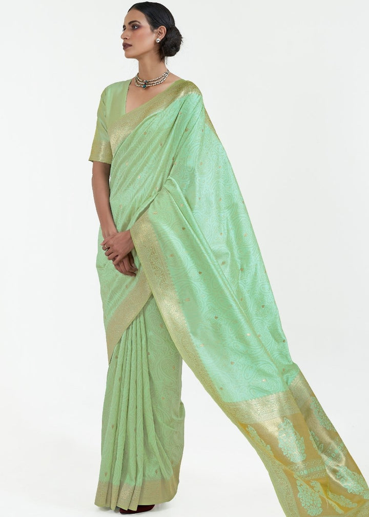 Pastel Green Woven Kanjivaram Silk Saree