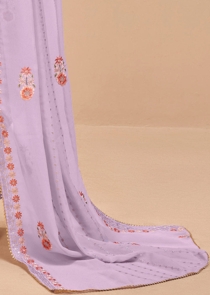 Mauve Purple Georgette Salwar Suit with Thread, Khatli & Sequence work