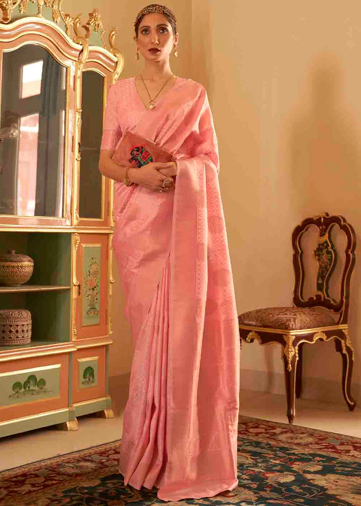 Mauvelous Pink Handloom Weave Banarasi Silk Saree