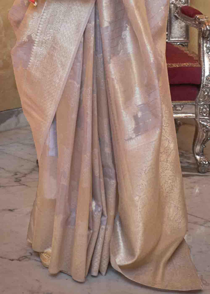 Blueish Grey Woven Banarasi Silk Saree with Sequins work