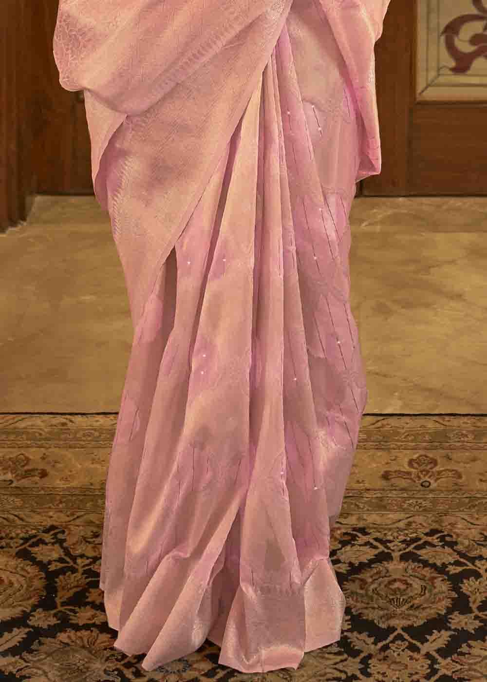 Vivid Pink Woven Banarasi Silk Saree with Sequins work