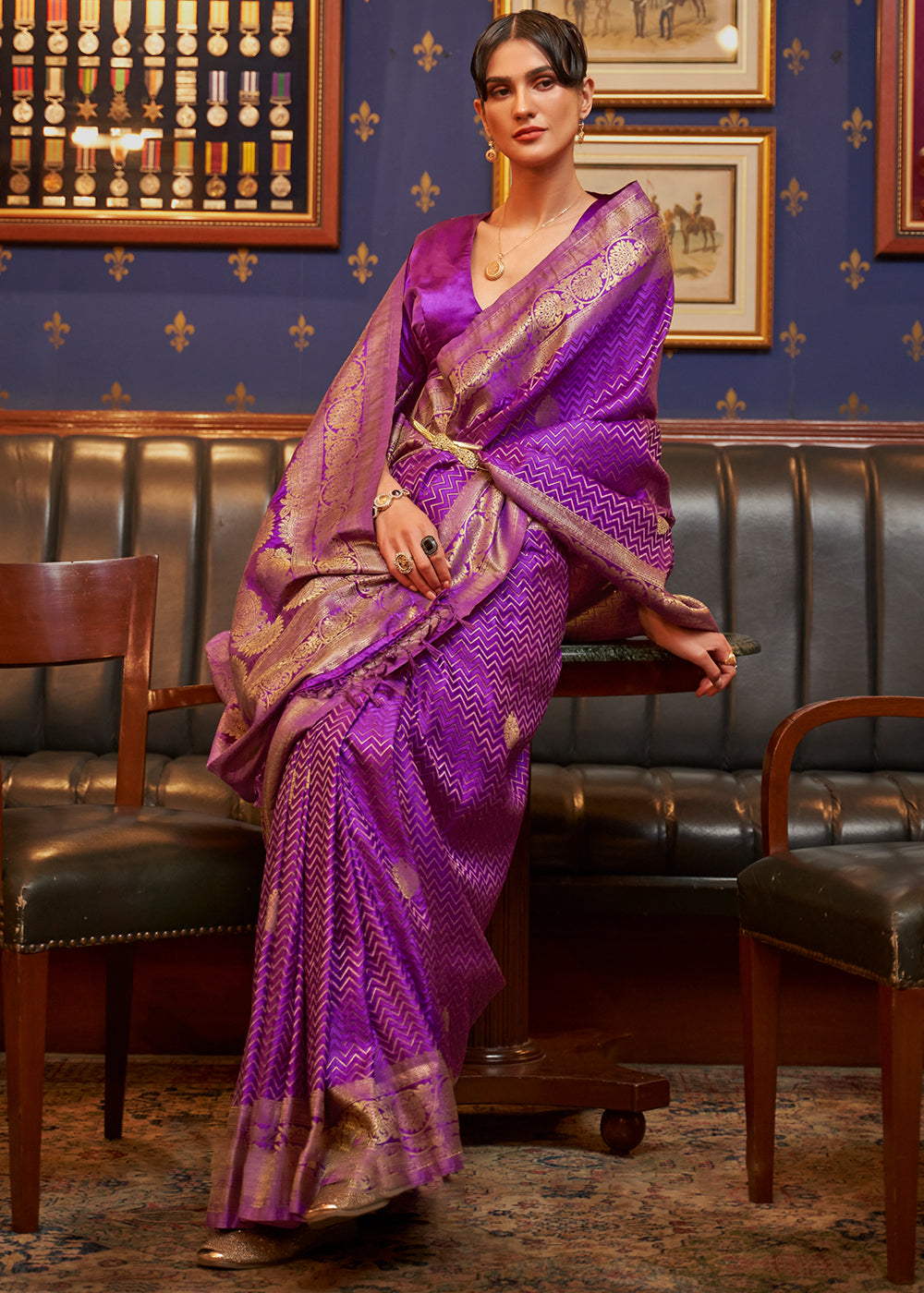 Lollipop Purple Designer Satin Silk Saree