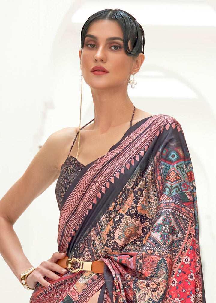 Multi Colour Digital Printed Crepe Silk Saree: Top Pick