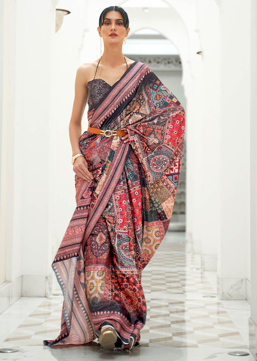 Multi Colour Digital Printed Crepe Silk Saree: Top Pick