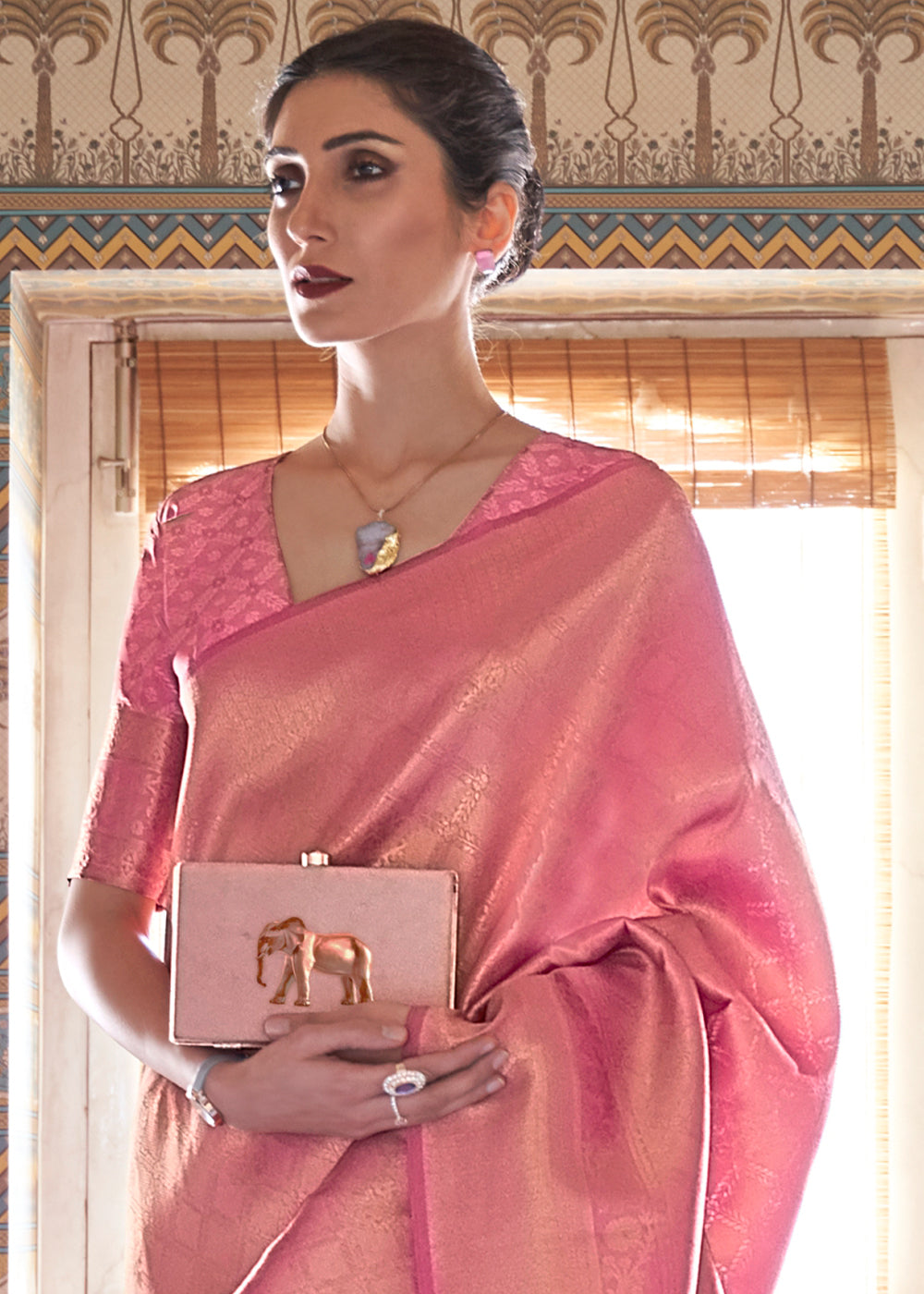 Mauvelous Pink Soft Handloom Weave Kanjivaram Silk Saree: Top Pick