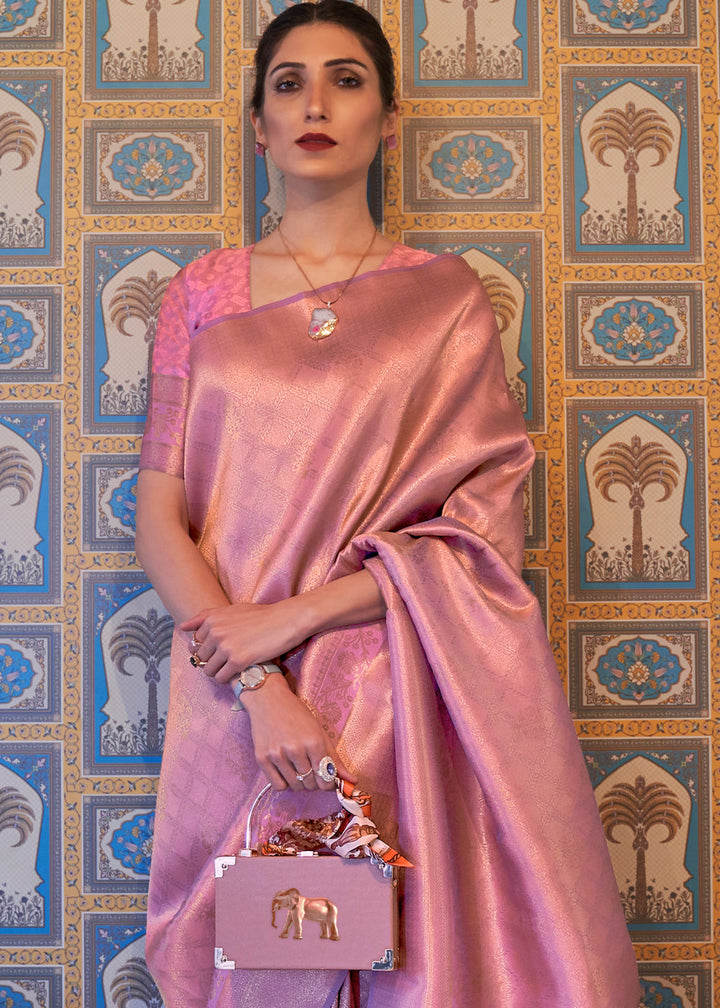 Shades Of Pink Soft Handloom Weave Kanjivaram Silk Saree : Festival Edition