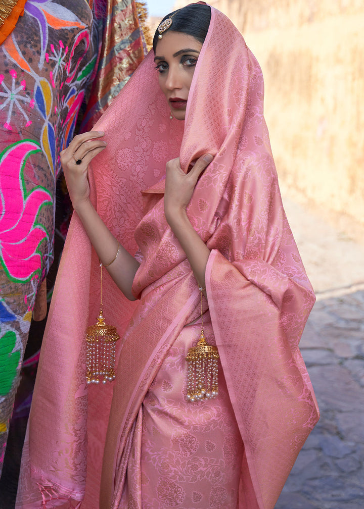 Kobi Pink Soft Handloom Weave Kanjivaram Silk Saree
