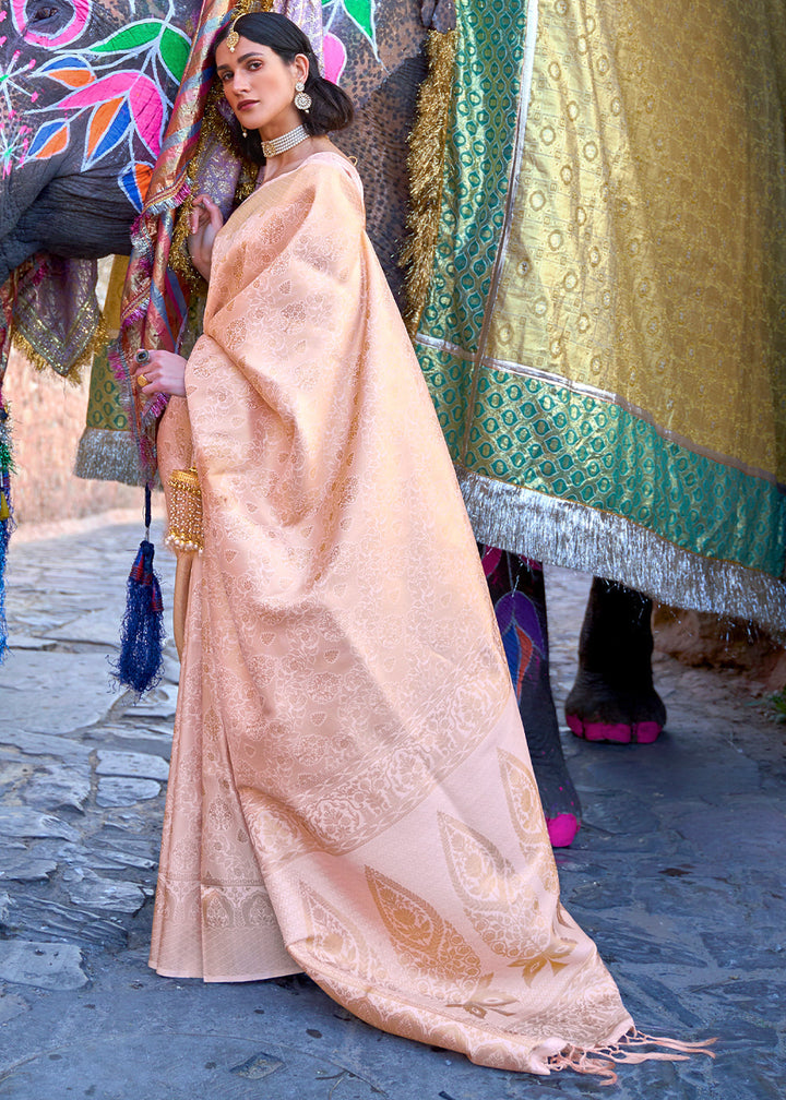 Blush Pink Soft Handloom Weave Kanjivaram Silk Saree