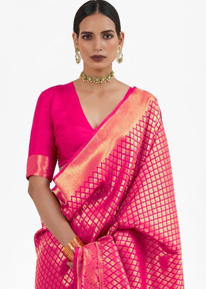 Magenta Pink Kanjivaram Soft Woven Silk Saree