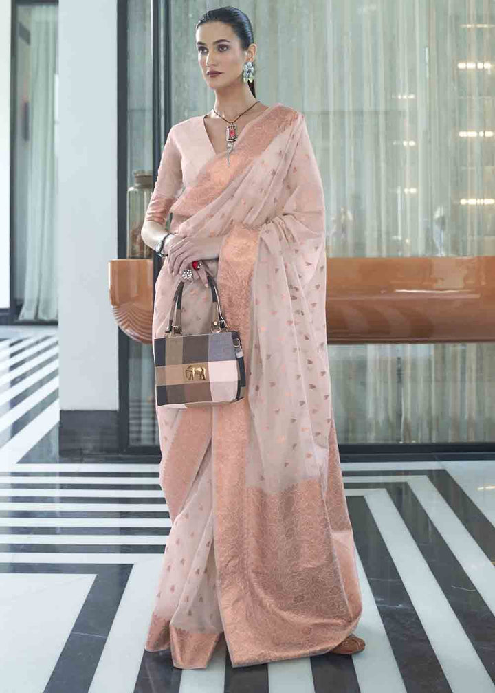 Lace Pink Woven Designer Silk Saree